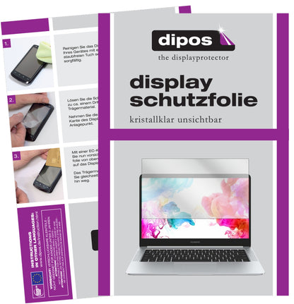 Klare Displayschutzfolie von dipos passend für Huawei MateBook D, präziser Zuschnitt und blasenfrei montiert