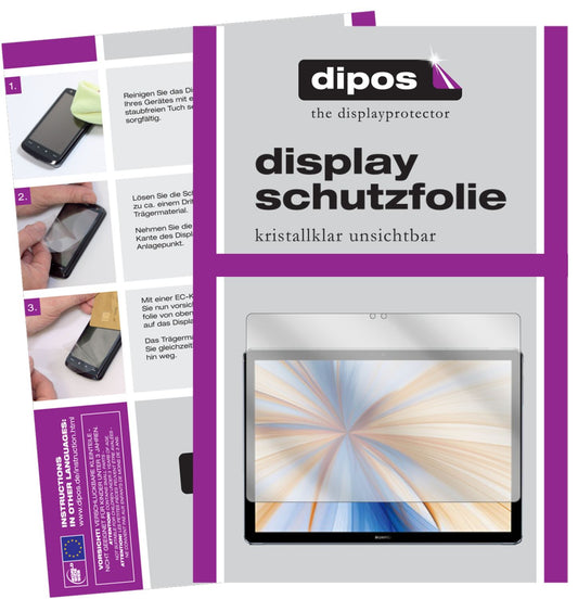 Klare Displayschutzfolie von dipos passend für Huawei MateBook E (2019), präziser Zuschnitt und blasenfrei montiert