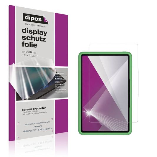Klare Displayschutzfolie von dipos passend für Huawei MatePad SE 11 Kids Edition, präziser Zuschnitt und blasenfrei montiert