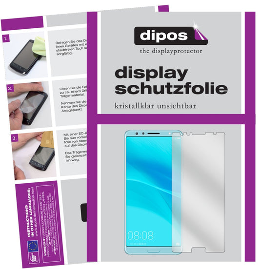 Klare Displayschutzfolie von dipos passend für Huawei Nova 2S, präziser Zuschnitt und blasenfrei montiert