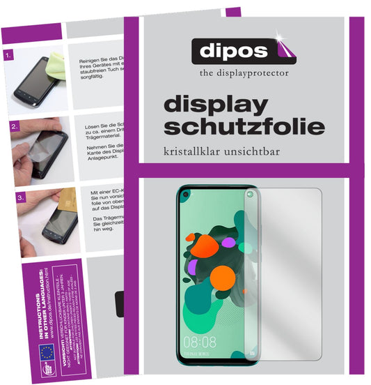 Klare Displayschutzfolie von dipos passend für Huawei nova 5z, präziser Zuschnitt und blasenfrei montiert