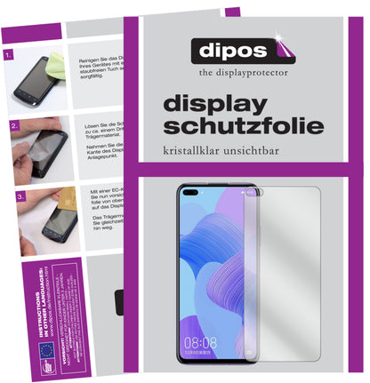 Klare Displayschutzfolie von dipos passend für Huawei nova 6, präziser Zuschnitt und blasenfrei montiert