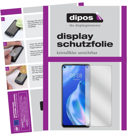 Klare Displayschutzfolie von dipos passend für Huawei nova 7 SE, präziser Zuschnitt und blasenfrei montiert