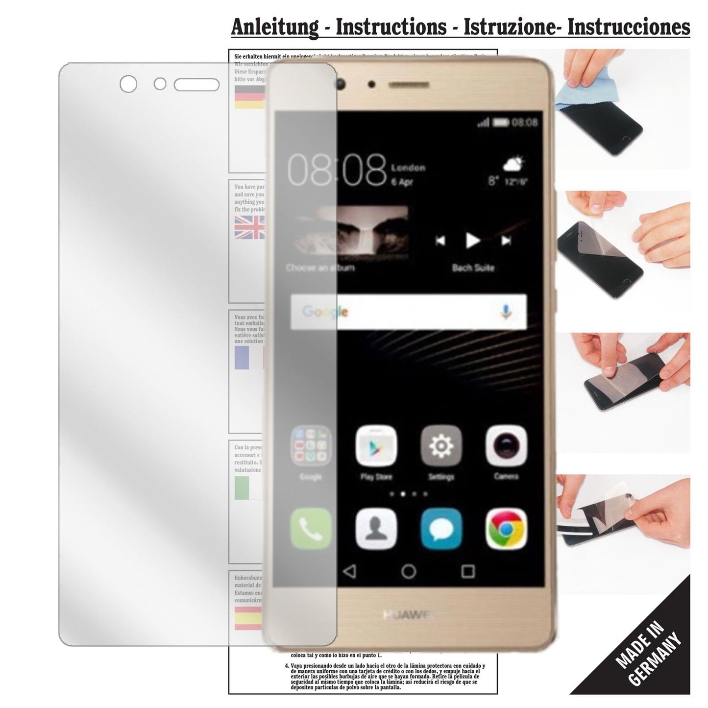 Klare Displayschutzfolie von dipos passend für Huawei P9 Lite 2017, präziser Zuschnitt und blasenfrei montiert