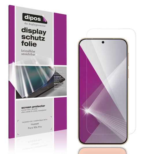 Klare Displayschutzfolie von dipos passend für Huawei Pura 90s Pro, präziser Zuschnitt und blasenfrei montiert