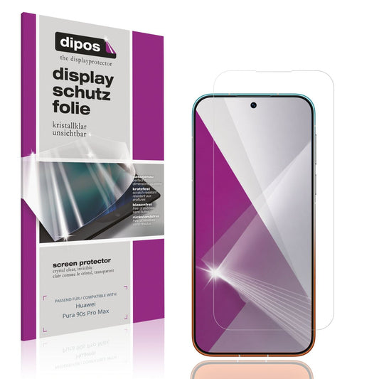 Klare Displayschutzfolie von dipos passend für Huawei Pura 90s Pro Max, präziser Zuschnitt und blasenfrei montiert