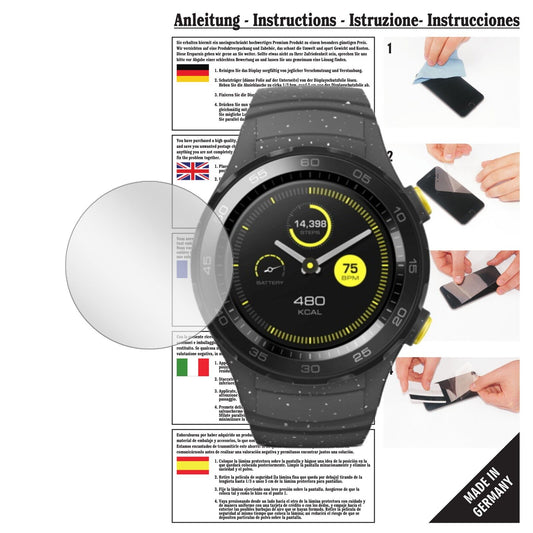 Klare Displayschutzfolie von dipos passend für Huawei Watch 2, präziser Zuschnitt und blasenfrei montiert