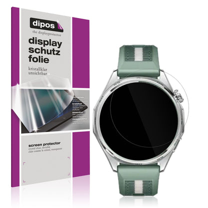 Klare Displayschutzfolie von dipos passend für Huawei Watch GT6 46mm, präziser Zuschnitt und blasenfrei montiert