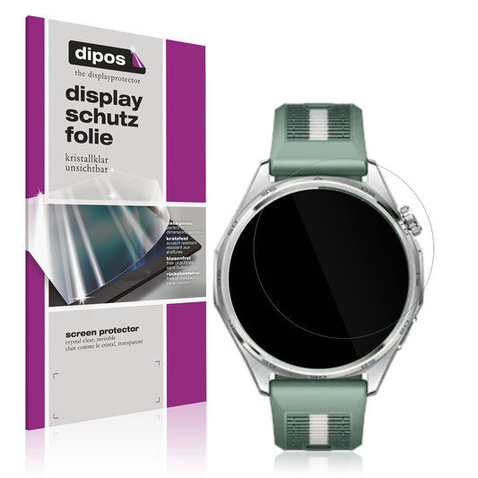 Klare Displayschutzfolie von dipos passend für Huawei Watch GT6 46mm, präziser Zuschnitt und blasenfrei montiert