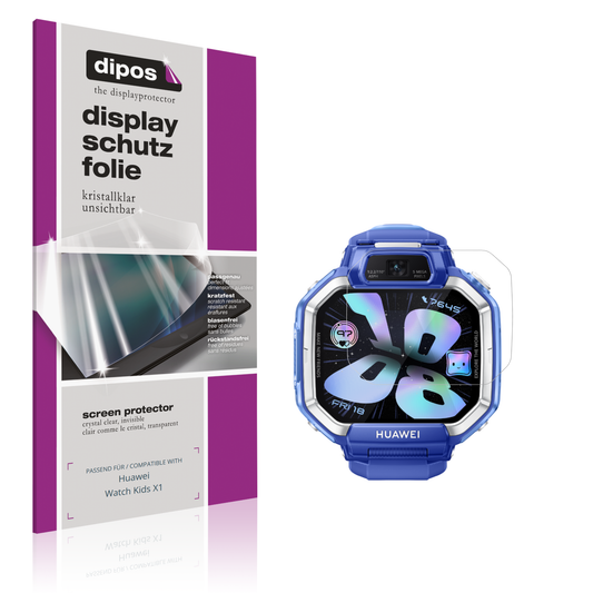 Klare Displayschutzfolie von dipos passend für Huawei Watch Kids X1, präziser Zuschnitt und blasenfrei montiert