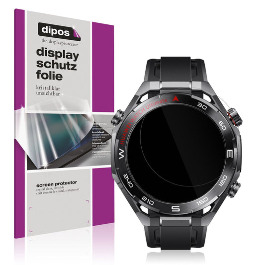 Klare Displayschutzfolie von dipos passend für Huawei Watch Ultimate 2 Black, präziser Zuschnitt und blasenfrei montiert