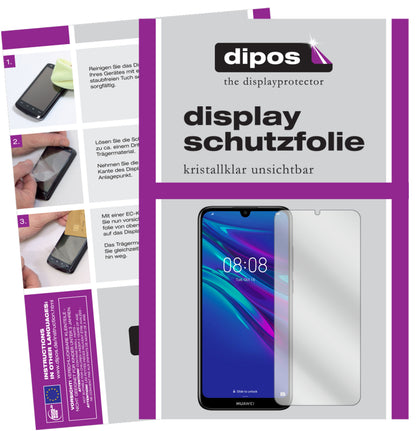 Klare Displayschutzfolie von dipos passend für Huawei Y6s, präziser Zuschnitt und blasenfrei montiert