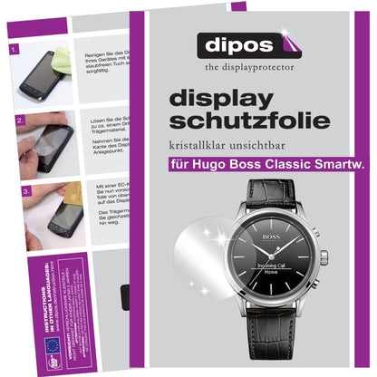Klare Displayschutzfolie von dipos passend für Hugo Boss Classic Smartwatch, präziser Zuschnitt und blasenfrei montiert