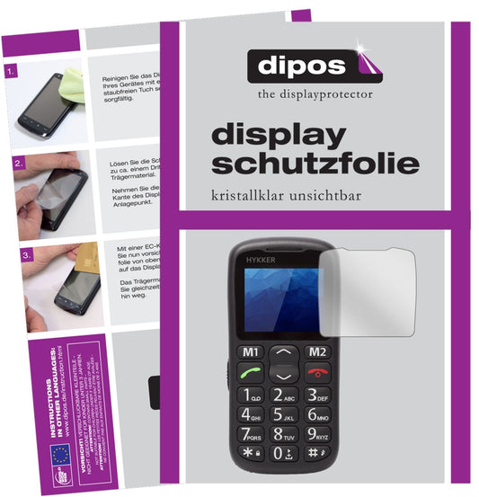Klare Displayschutzfolie von dipos passend für Hykker Halo, präziser Zuschnitt und blasenfrei montiert