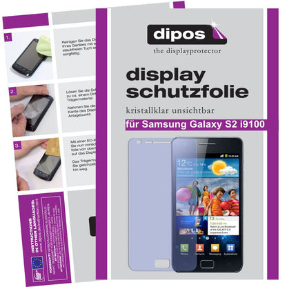 Klare Displayschutzfolie von dipos passend für i9100 Galaxy S2 Samsung, präziser Zuschnitt und blasenfrei montiert