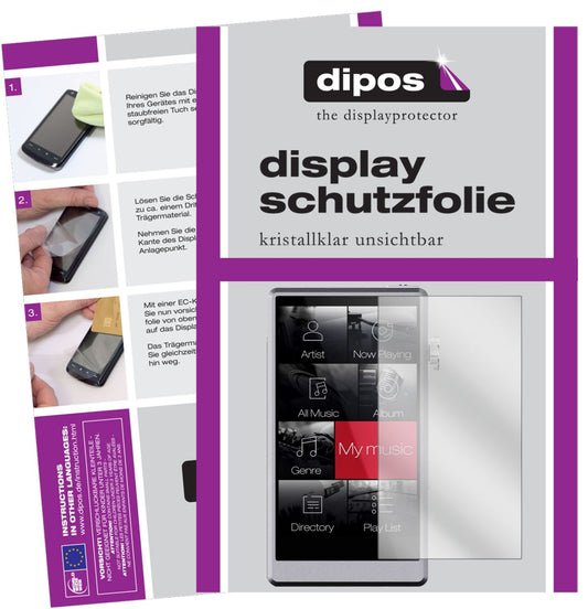 Klare Displayschutzfolie von dipos passend für iBasso DX150, präziser Zuschnitt und blasenfrei montiert