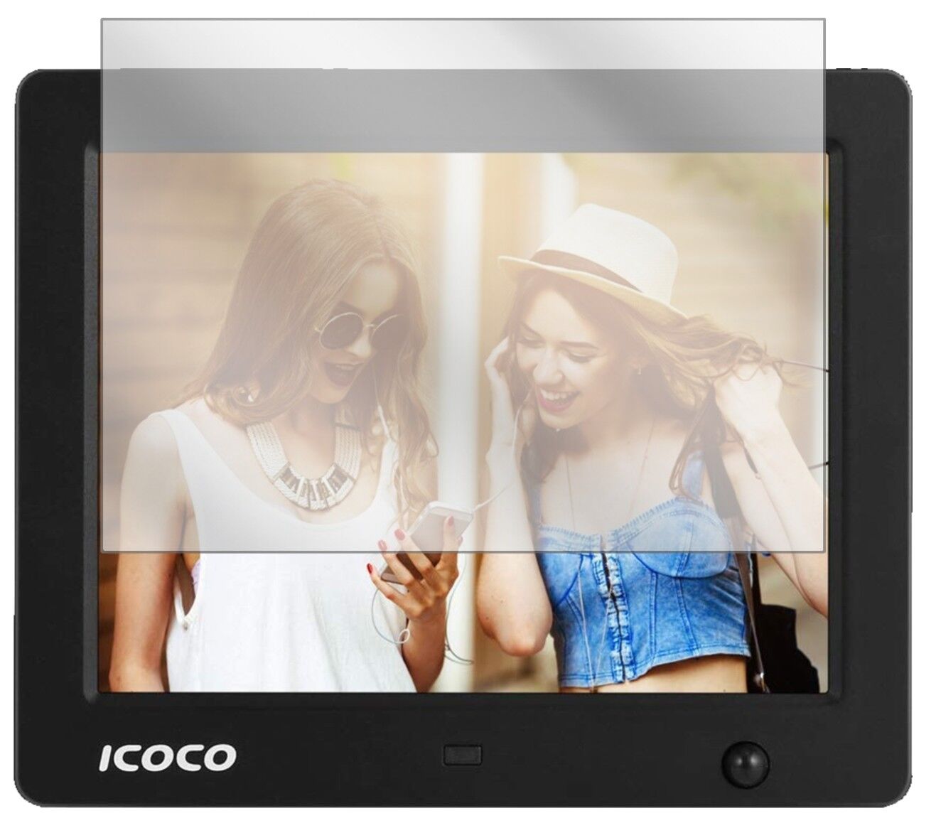 Klare Displayschutzfolie von dipos passend für Icoco 8 Zoll Digitaler Bilderrahmen, präziser Zuschnitt und blasenfrei montiert