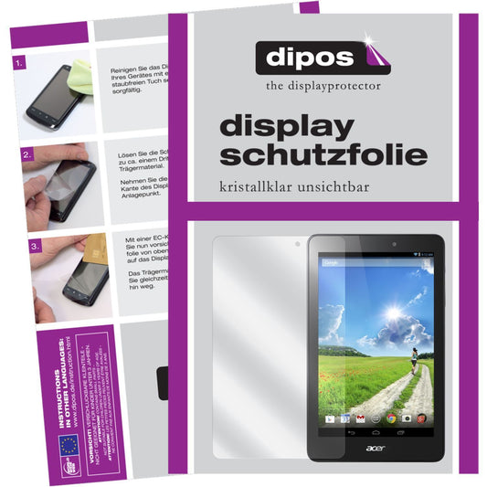 Klare Displayschutzfolie von dipos passend für Iconia One 8 B1-810 Acer, präziser Zuschnitt und blasenfrei montiert