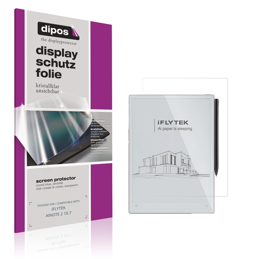 Klare Displayschutzfolie von dipos passend für iFLYTEK AINOTE 2 10.7, präziser Zuschnitt und blasenfrei montiert