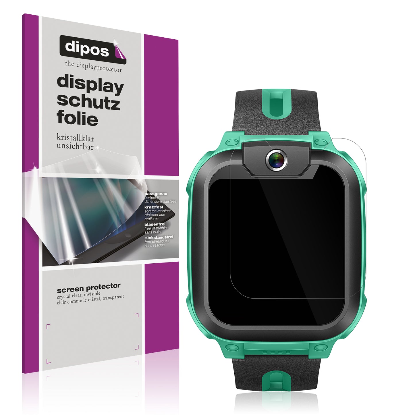 Klare Displayschutzfolie von dipos passend für Imoo Watch Phone Z1, präziser Zuschnitt und blasenfrei montiert