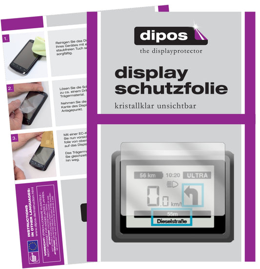 Klare Displayschutzfolie von dipos passend für Impulse Evo Smart (E-Bike Display), präziser Zuschnitt und blasenfrei montiert