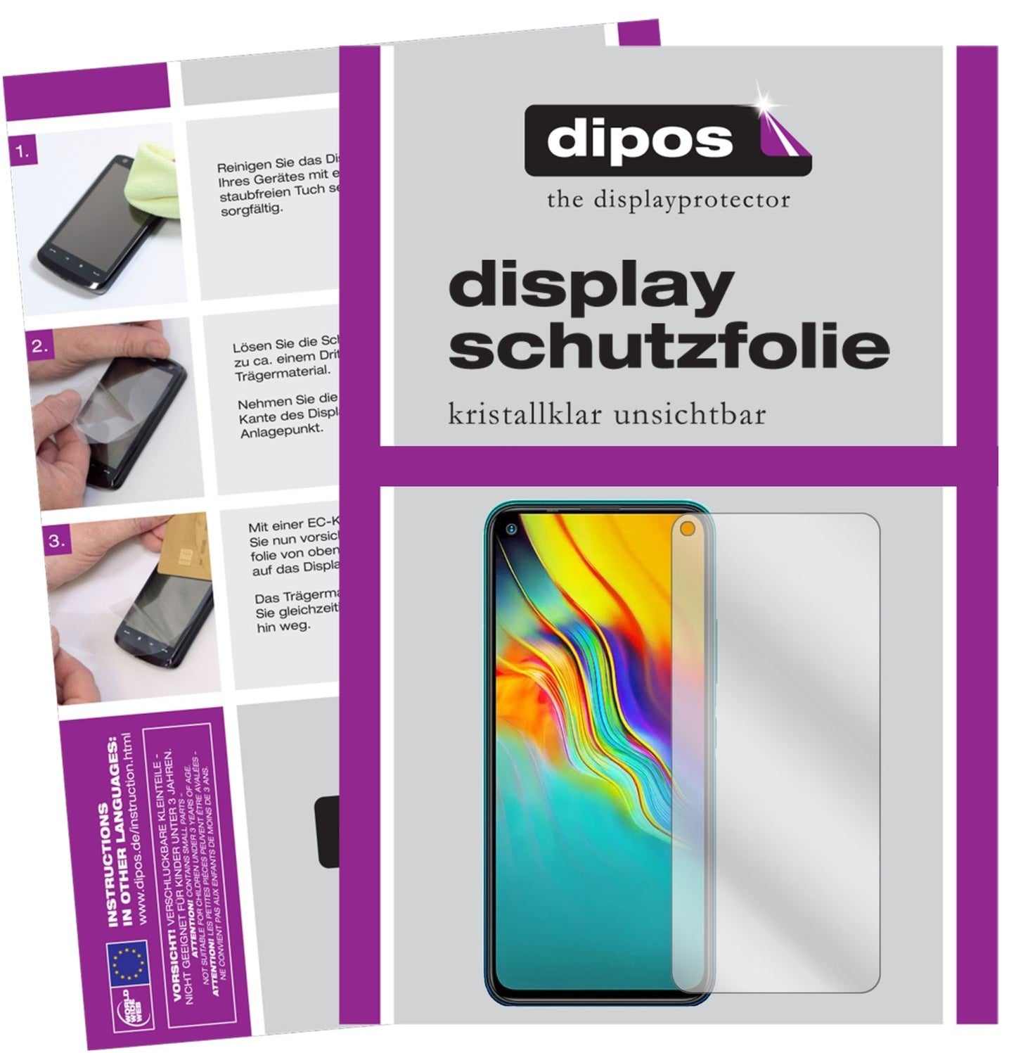Klare Displayschutzfolie von dipos passend für Infinix Note 7 Lite, präziser Zuschnitt und blasenfrei montiert