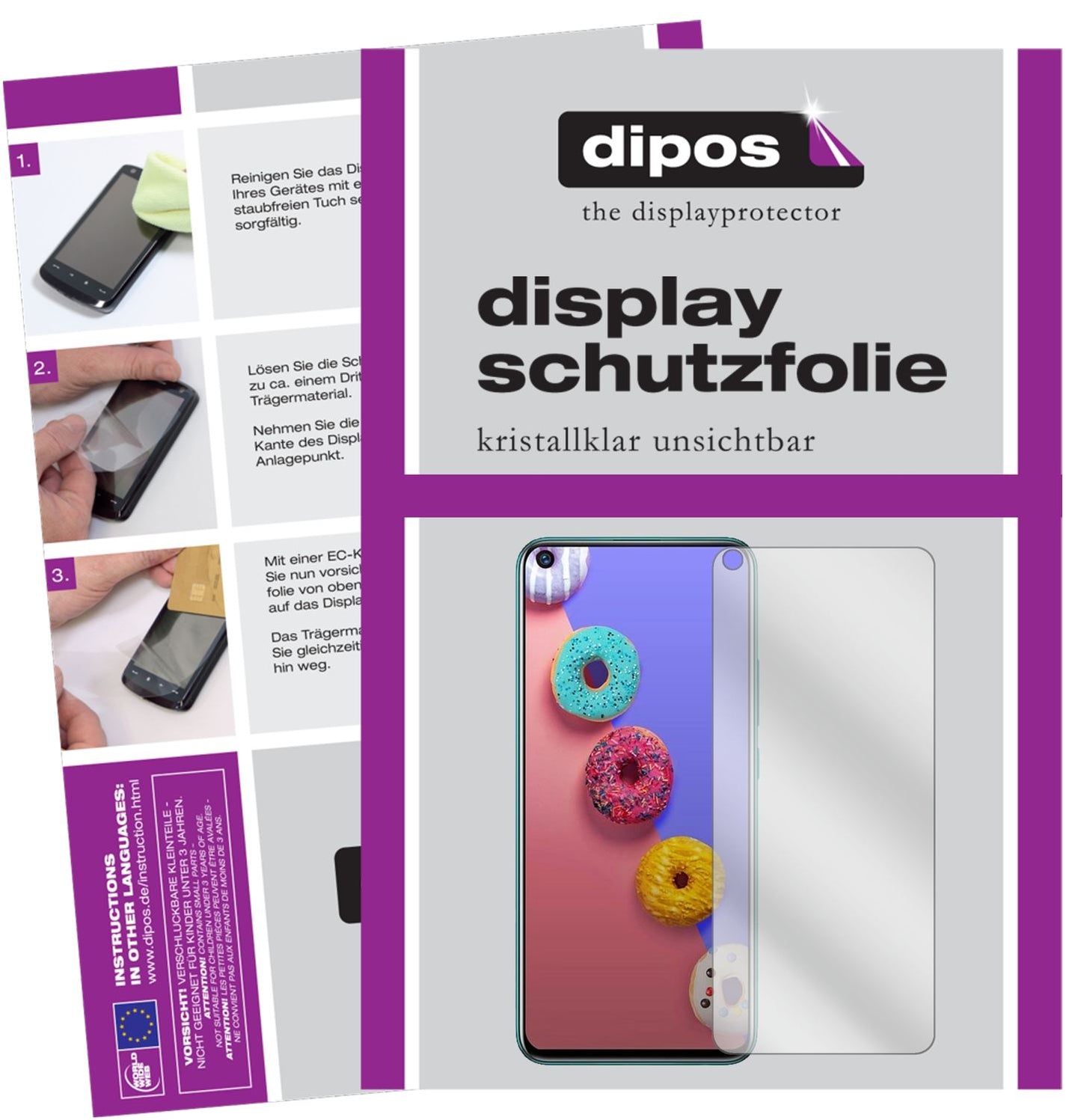 Klare Displayschutzfolie von dipos passend für Infinix S5, präziser Zuschnitt und blasenfrei montiert