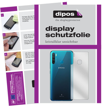 Klare Displayschutzfolie von dipos passend für Infinix S5 Rückseite, präziser Zuschnitt und blasenfrei montiert