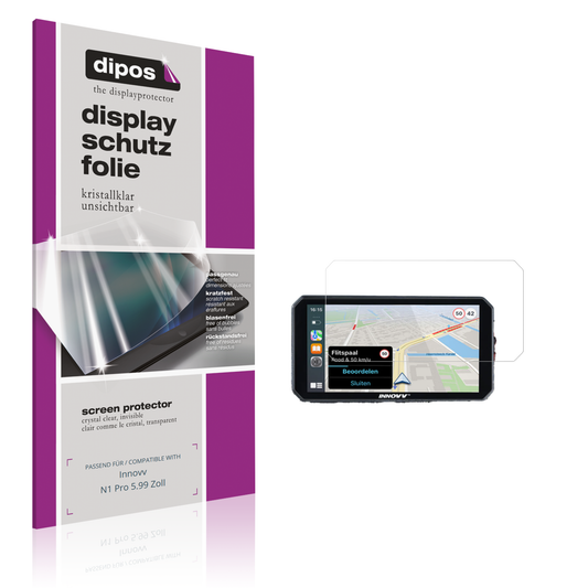 Klare Displayschutzfolie von dipos passend für Innovv N1 Pro 5.99 Zoll, präziser Zuschnitt und blasenfrei montiert