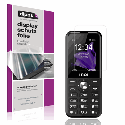 Klare Displayschutzfolie von dipos passend für INOI 340 PowerHub 4G, präziser Zuschnitt und blasenfrei montiert