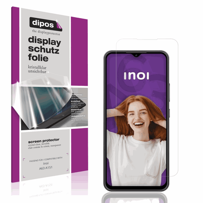 Klare Displayschutzfolie von dipos passend für Inoi A63 A151, präziser Zuschnitt und blasenfrei montiert
