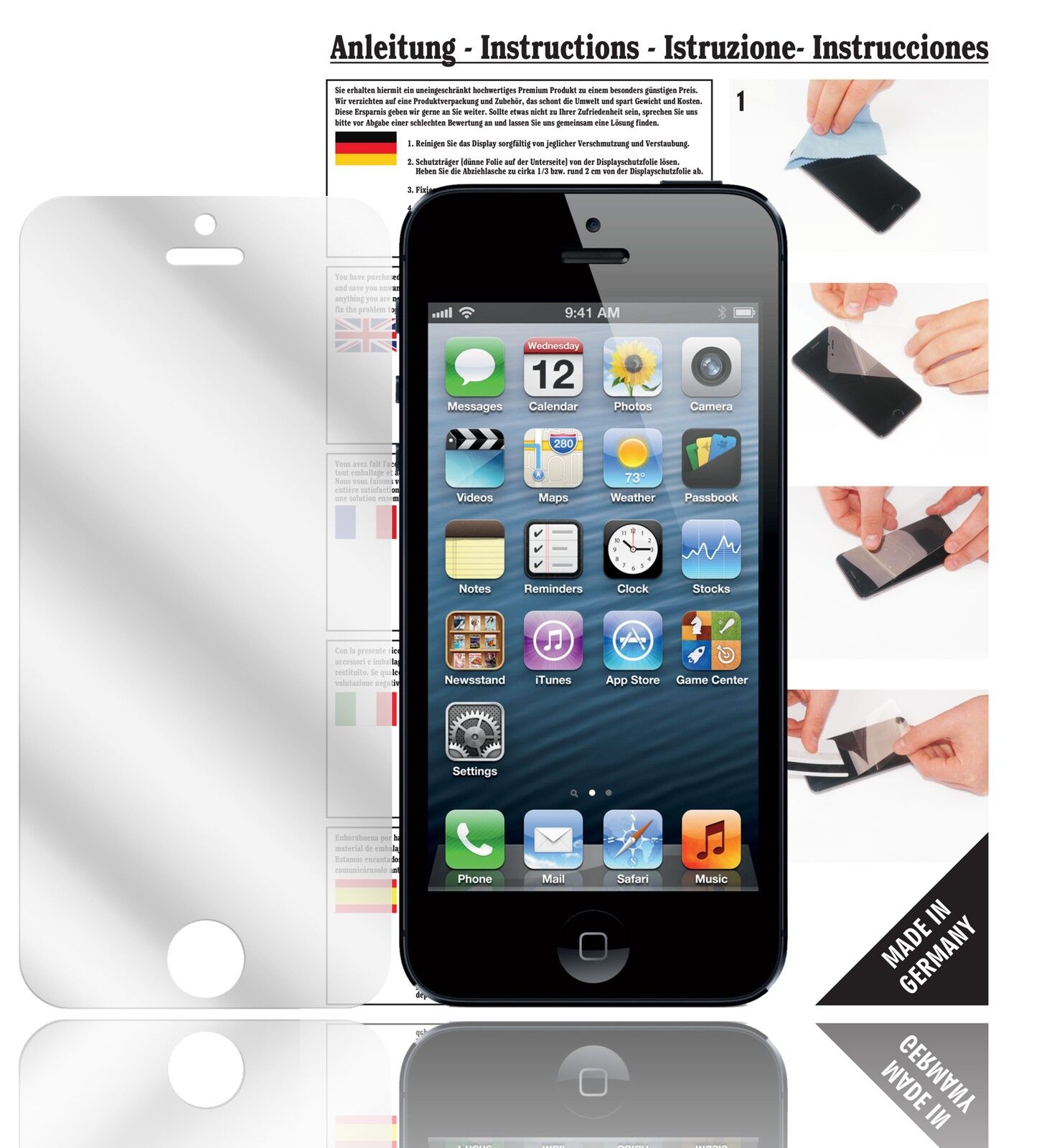 Klare Displayschutzfolie von dipos passend für iPhone 5 / 5S / 5C Apple, präziser Zuschnitt und blasenfrei montiert