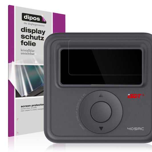 Klare Displayschutzfolie von dipos passend für ISDT 405AC, präziser Zuschnitt und blasenfrei montiert