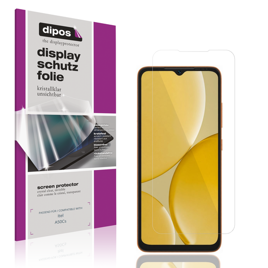 Klare Displayschutzfolie von dipos passend für Itel A50Cs, präziser Zuschnitt und blasenfrei montiert