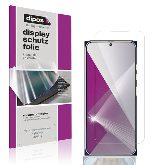 Klare Displayschutzfolie von dipos passend für JoyHandy J25Ultra, präziser Zuschnitt und blasenfrei montiert