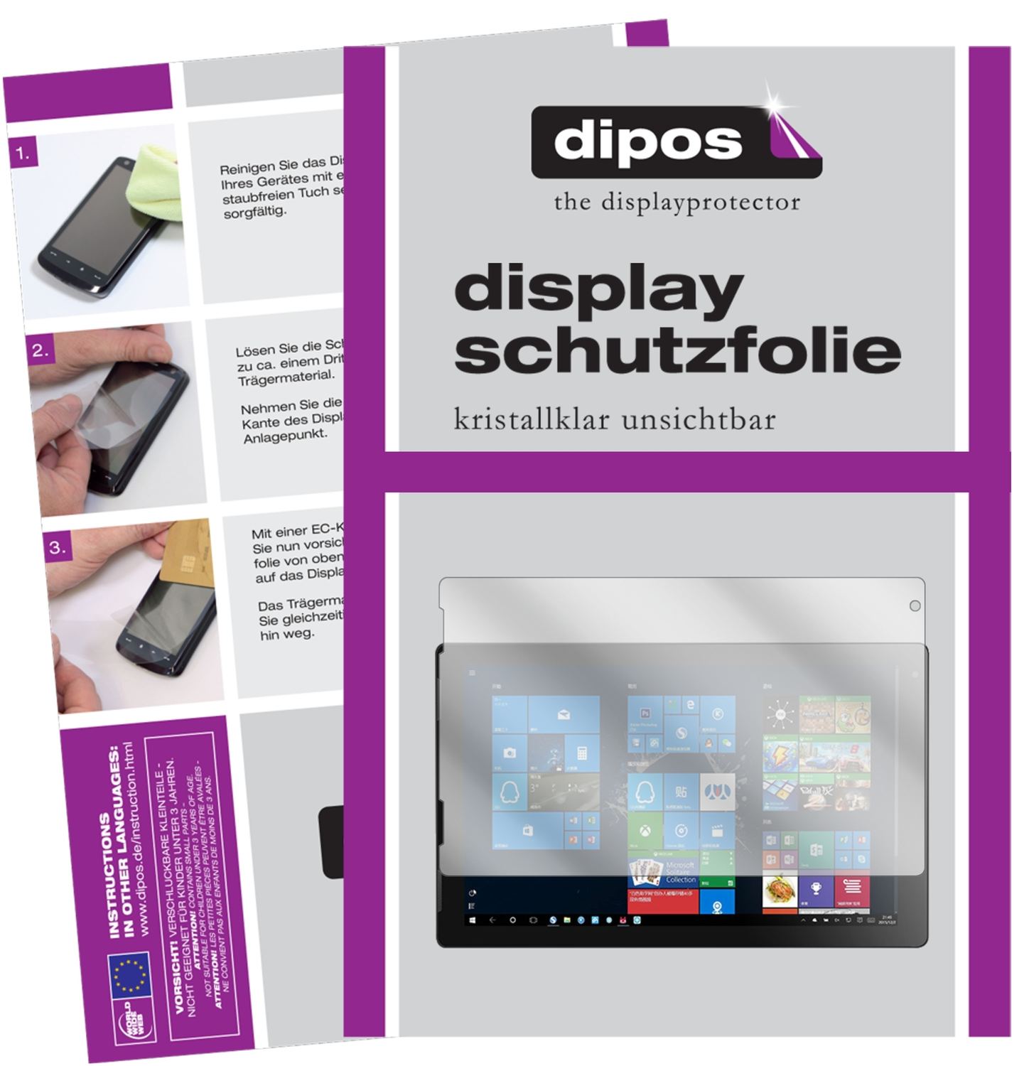Klare Displayschutzfolie von dipos passend für Jumper Ezpad 7S, präziser Zuschnitt und blasenfrei montiert