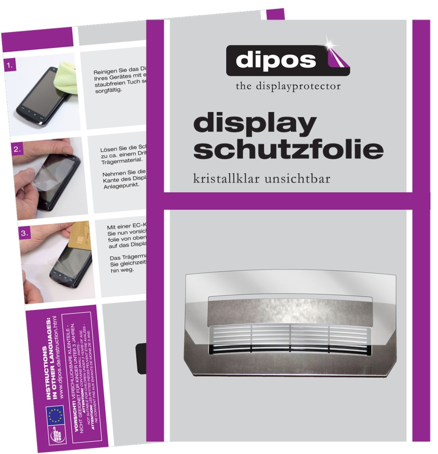 Klare Displayschutzfolie von dipos passend für Jura Z5 Tropfblech, präziser Zuschnitt und blasenfrei montiert