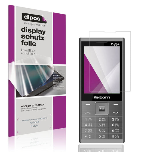 Klare Displayschutzfolie von dipos passend für Karbonn K Stylo, präziser Zuschnitt und blasenfrei montiert