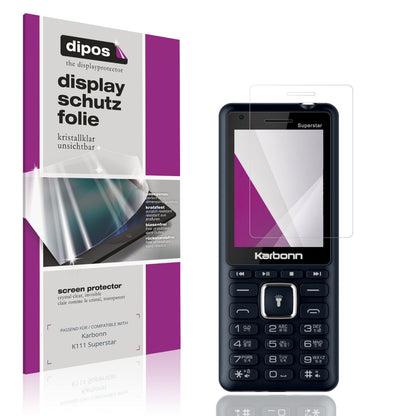 Klare Displayschutzfolie von dipos passend für Karbonn K111 Superstar, präziser Zuschnitt und blasenfrei montiert