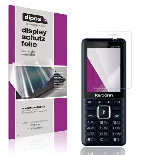 Klare Displayschutzfolie von dipos passend für Karbonn K111 Superstar, präziser Zuschnitt und blasenfrei montiert