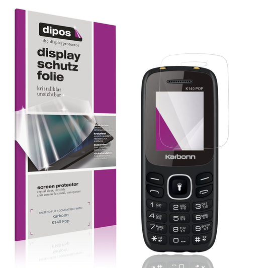 Klare Displayschutzfolie von dipos passend für Karbonn K140 Pop, präziser Zuschnitt und blasenfrei montiert