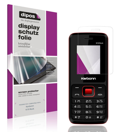 Klare Displayschutzfolie von dipos passend für Karbonn K19 Rock, präziser Zuschnitt und blasenfrei montiert