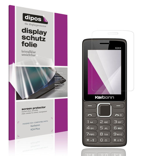 Klare Displayschutzfolie von dipos passend für Karbonn K24 Plus, präziser Zuschnitt und blasenfrei montiert