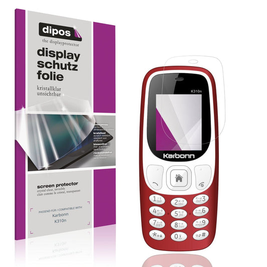 Klare Displayschutzfolie von dipos passend für Karbonn K310n, präziser Zuschnitt und blasenfrei montiert
