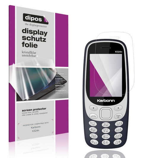 Klare Displayschutzfolie von dipos passend für Karbonn K324n, präziser Zuschnitt und blasenfrei montiert