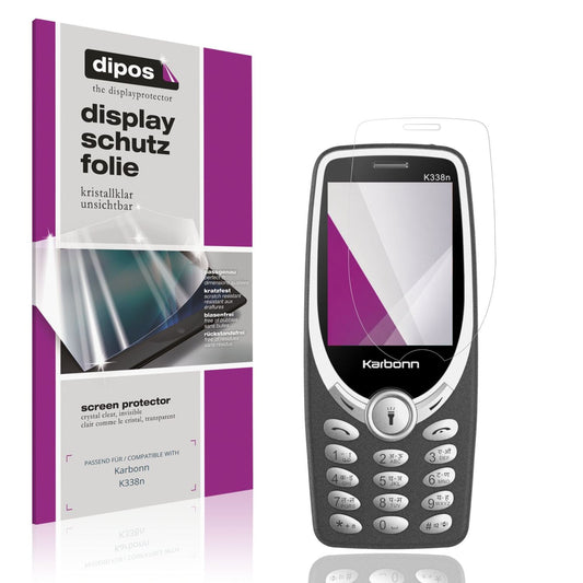 Klare Displayschutzfolie von dipos passend für Karbonn K338n, präziser Zuschnitt und blasenfrei montiert
