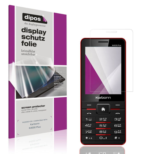 Klare Displayschutzfolie von dipos passend für Karbonn K4000 Plus, präziser Zuschnitt und blasenfrei montiert