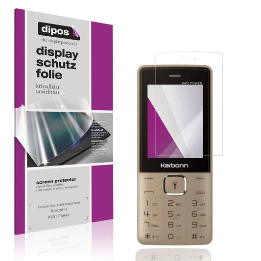 Klare Displayschutzfolie von dipos passend für Karbonn K451 Power, präziser Zuschnitt und blasenfrei montiert