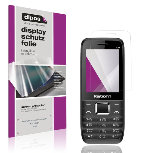 Klare Displayschutzfolie von dipos passend für Karbonn K49, präziser Zuschnitt und blasenfrei montiert