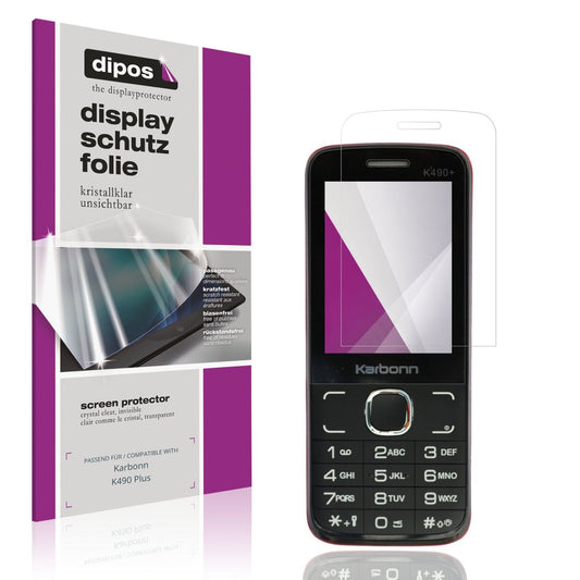 Klare Displayschutzfolie von dipos passend für Karbonn K490 Plus, präziser Zuschnitt und blasenfrei montiert